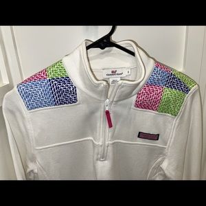 Vineyard Vines Quarter Zip White with Color